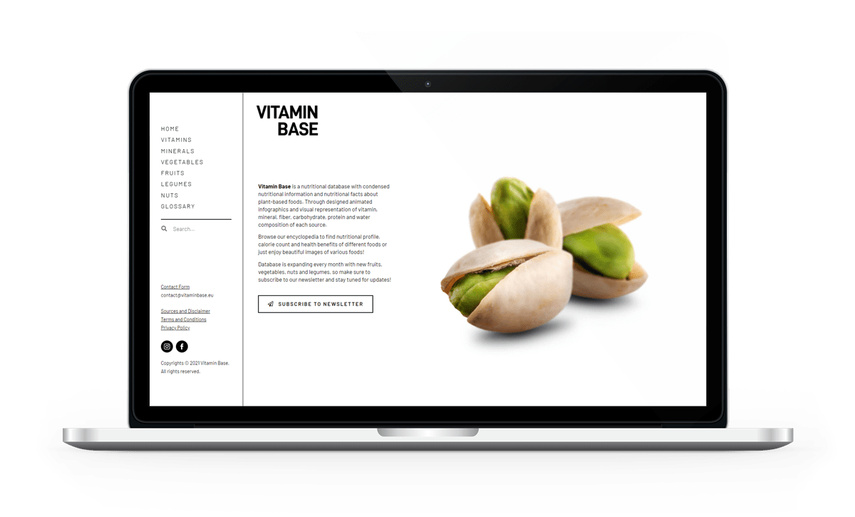 velvetmade Vitamin Base website design mockup